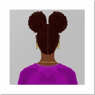 Afro Puffs (Gray Background) Posters and Art